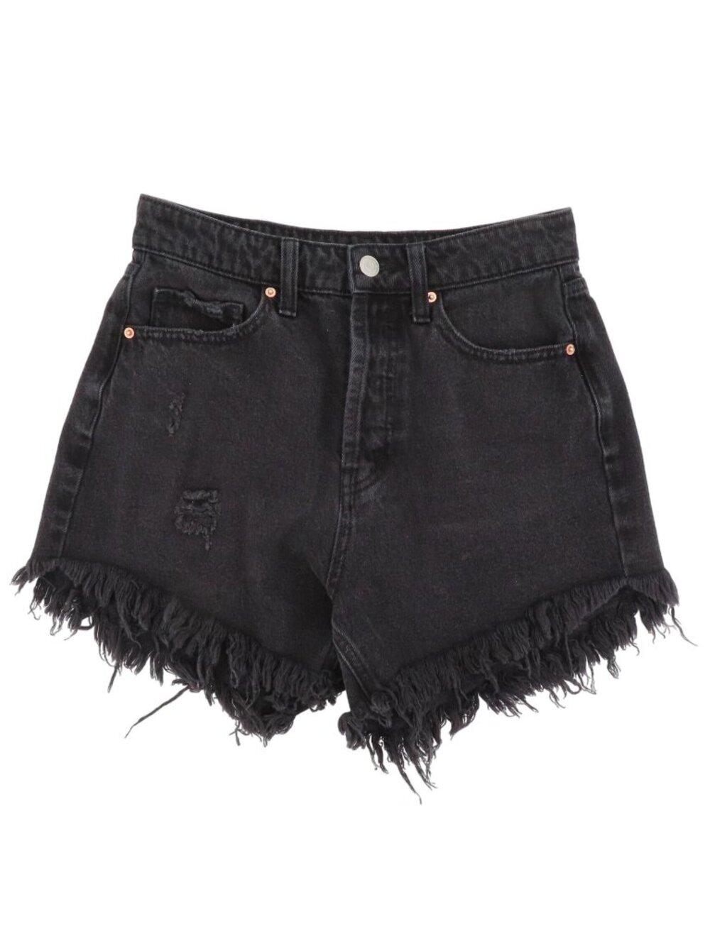 Wild Fable Women 2 Highest Rise Shorts Dark Black Distressed Denim Jean Cut Off